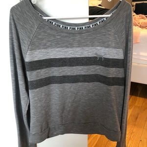 PINK All Grey Striped Long Sleeve Shirt